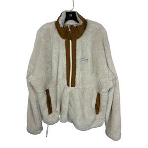 Columbia Cream Sherpa Fleece Jacket Cozy Full Zip XXL Gorpcore Sweater